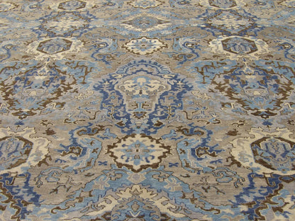 Fine Ikat White Wash Natural-dye 10'0"x14'0" Hand-knotted Rug -W11228