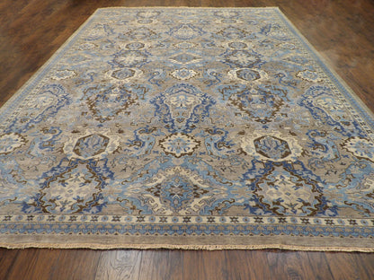 Fine Ikat White Wash Natural-dye 10'0"x14'0" Hand-knotted Rug -W11228