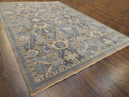 Fine Ikat White Wash Natural-dye 10'0"x14'0" Hand-knotted Rug -W11228