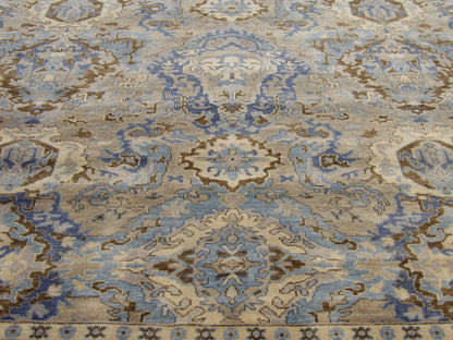 Fine Ikat White Wash Natural-dye 10'0"x14'0" Hand-knotted Rug -W11228