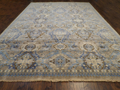 Fine Ikat White Wash Natural-dye 10'0"x14'0" Hand-knotted Rug -W11228