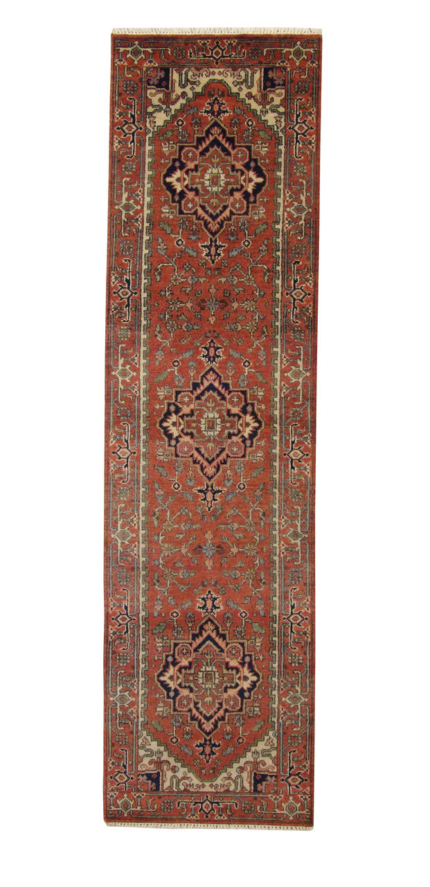 Tribal Heriz Wool Hand Knotted Rug 2.7x9.10 -w20071