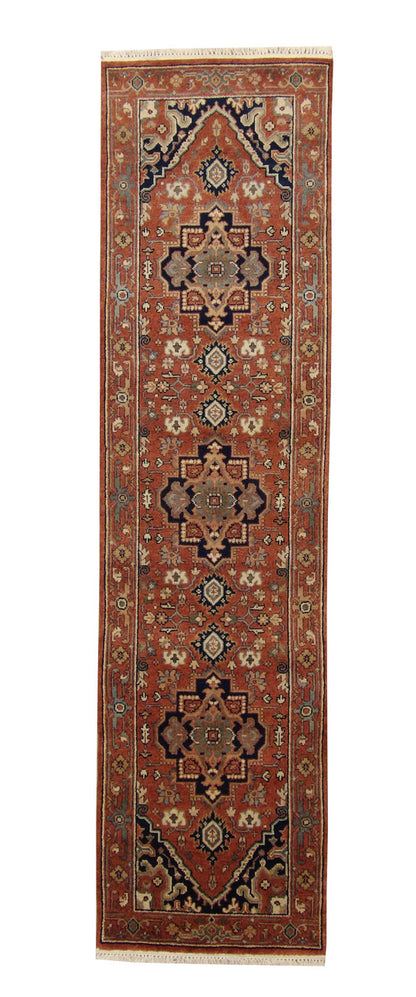 Tribal Heriz Wool Hand Knotted Rug 2.8x9.9 -w20077