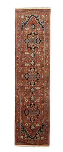 Tribal Heriz Wool Hand Knotted Rug 2.8x9.9 -w20077