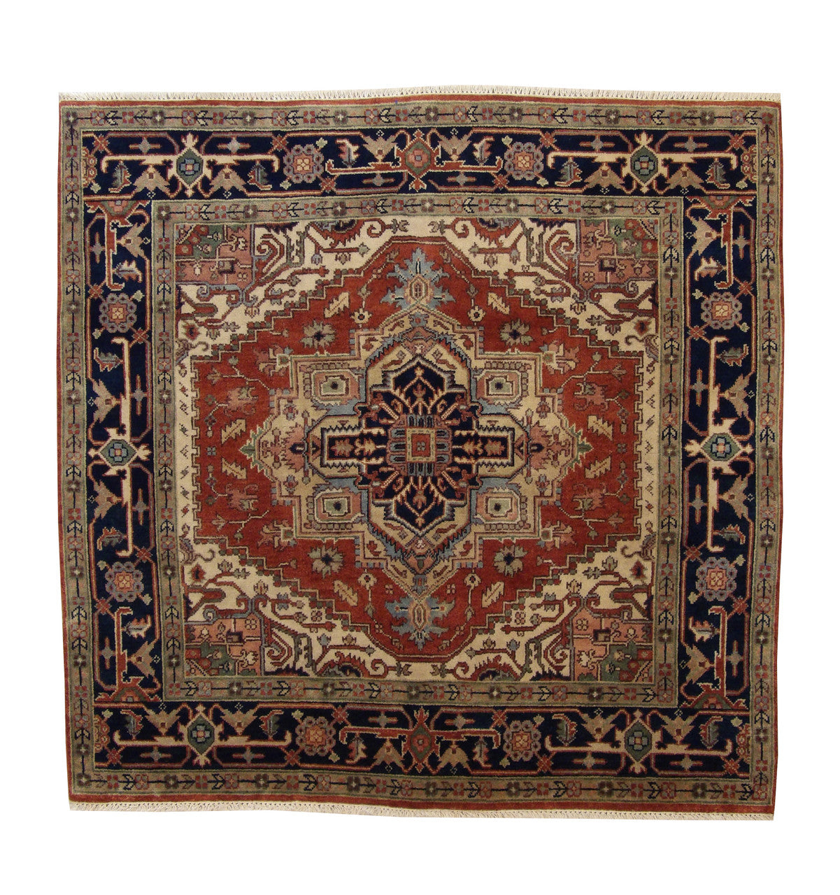 Tribal Indo Heriz Wool Hand Knotted Rug 6.0x6.0  -w20095
