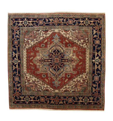 Tribal Indo Heriz Wool Hand Knotted Rug 6.0x6.0  -w20095