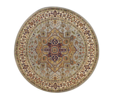 Tribal Indo Heriz Wool Hand Knotted Rug 7.11x7.11  -w20272
