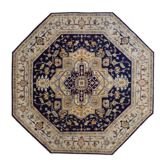 Tribal Indo Heriz Wool Hand Knotted Rug 10.0x10.0  -w20276