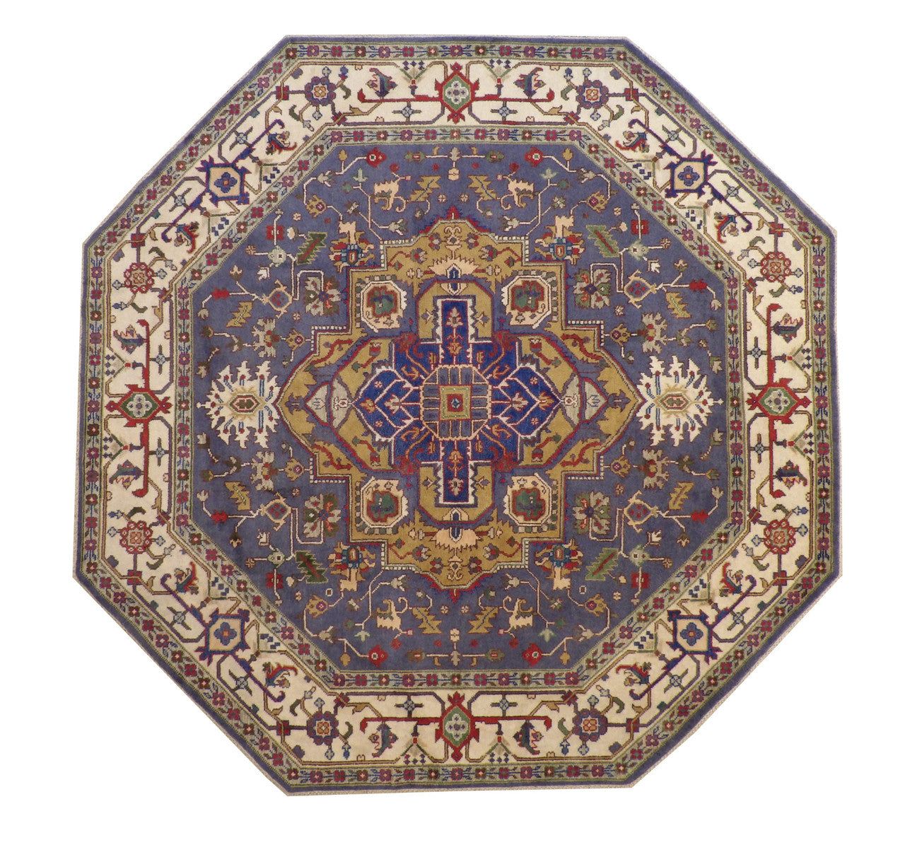 Tribal Indo Heriz Wool Hand Knotted Rug 9.10x9.10  -w20277