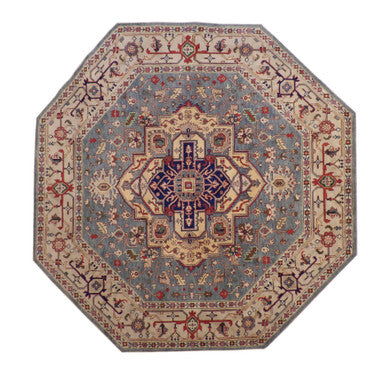 Tribal Indo Heriz Wool Hand Knotted Rug 9.10x9.10  -w20278