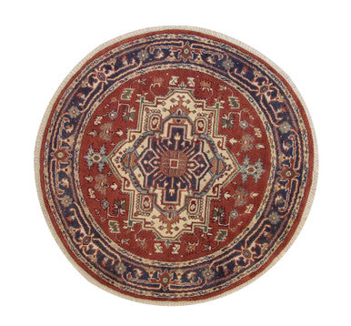 Tribal Indo Heriz Wool Hand Knotted Rug 4.10x4.10  -w20281