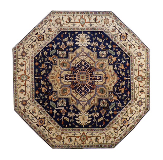 Tribal Indo Heriz Wool Hand Knotted Rug 9.10x9.10  -w20322