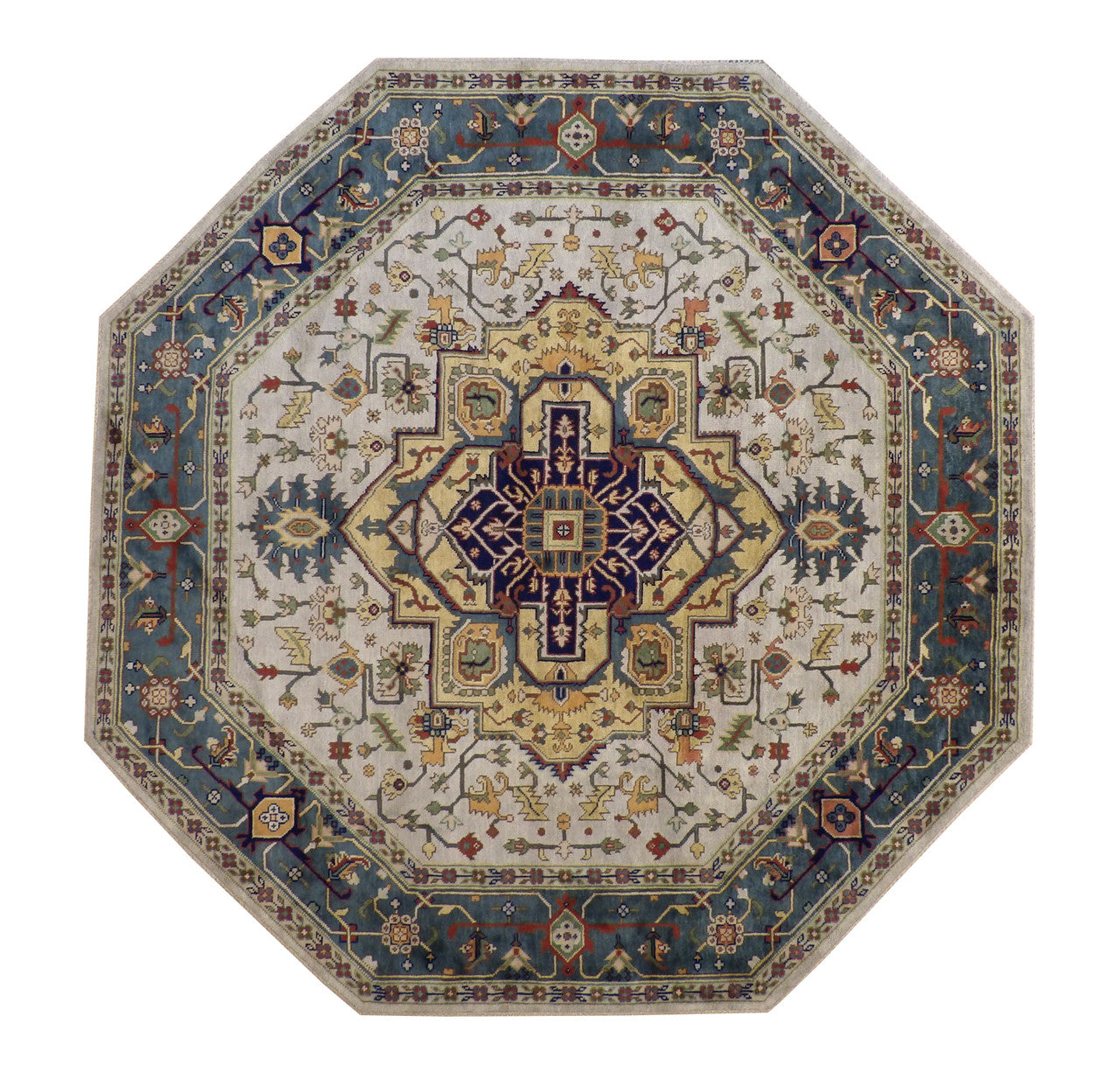 Tribal Indo Heriz Wool Hand Knotted Rug 9.9x9.9  -w20324