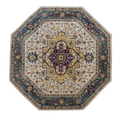 Tribal Indo Heriz Wool Hand Knotted Rug 9.9x9.9  -w20324