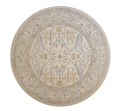Oushak Indo Zigler Wool Hand Knotted Rug 7.9x7.9  -w20339
