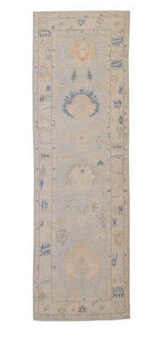 Oushak Whitewash Chobie Wool Hand Knotted Rug 2.11x9.5 -w20355