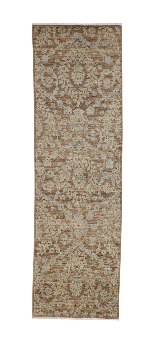 Transitional Suzani Design Chobie Wool Hand Knotted Rug 3.0x9.11 -w2107