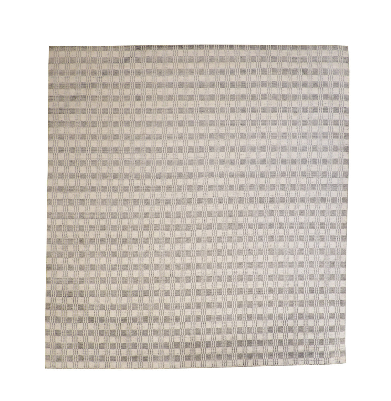 Modern Block Line Design Wool Hand Knotted Rug 8.0x8.8  -w2127