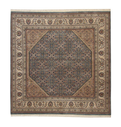Traditional Indo Mir Wool Hand Knotted Rug 6.6x6.6  -w2225