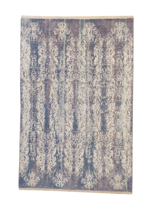 Modern Abstract Ikat Design Wool/silk Hand Knotted Rug 6X9 - W2230