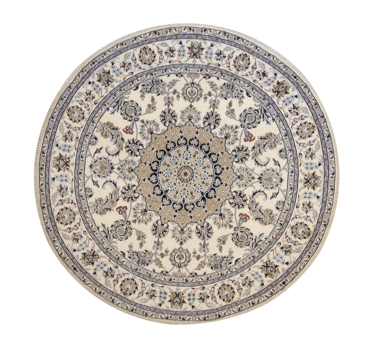 Traditional Indo Nain Wool Hand Knotted Rug 6.1x6.0  -w2347