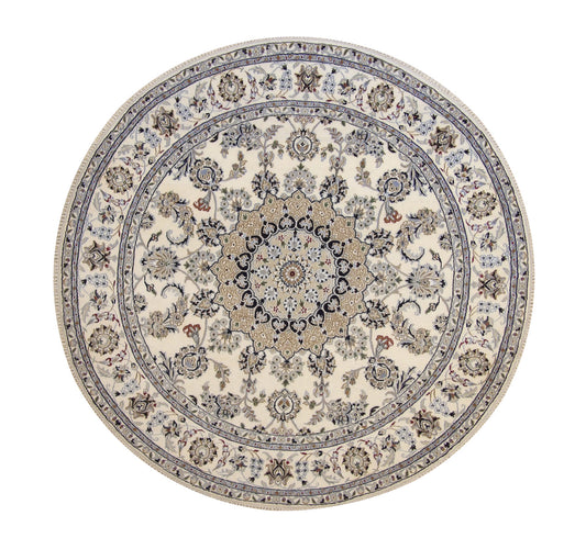 Traditional Indo Nain Wool Hand Knotted Rug 6.1x6.0  -w2347
