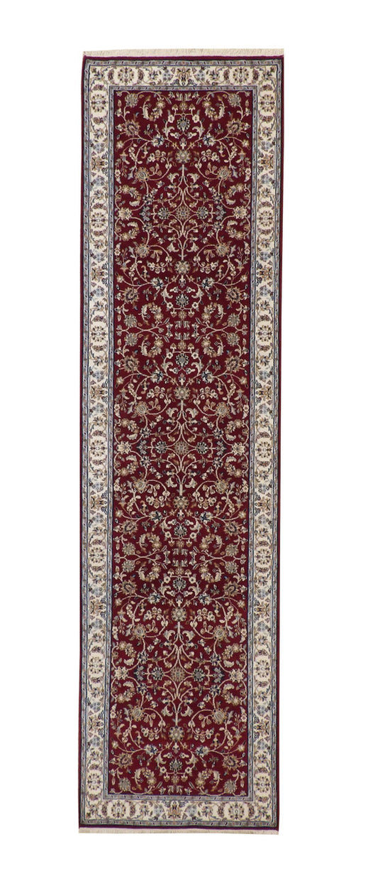 Traditional Fine Nain Design Wool/silk Hand Knotted Rug 2.9x10.5 -w2389