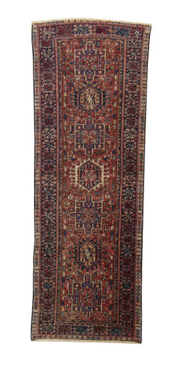 Traditional Antique Heriz Wool Hand Knotted Rug 3.2x9.3 -w3075