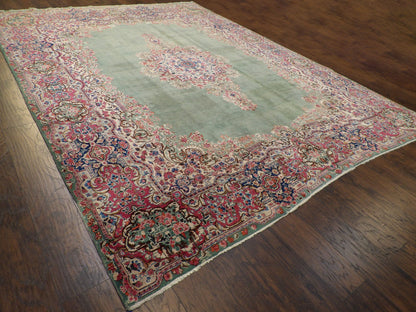 Antique Persian Kerman 10'0'' x 14'0'' Hand knotted Rug -w380