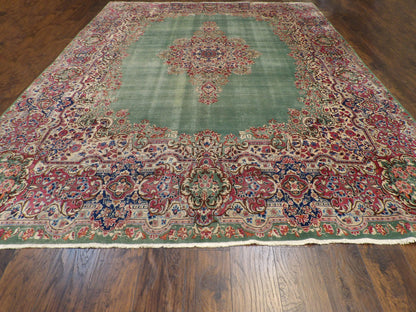 Antique Persian Kerman 10'0'' x 14'0'' Hand knotted Rug -w380