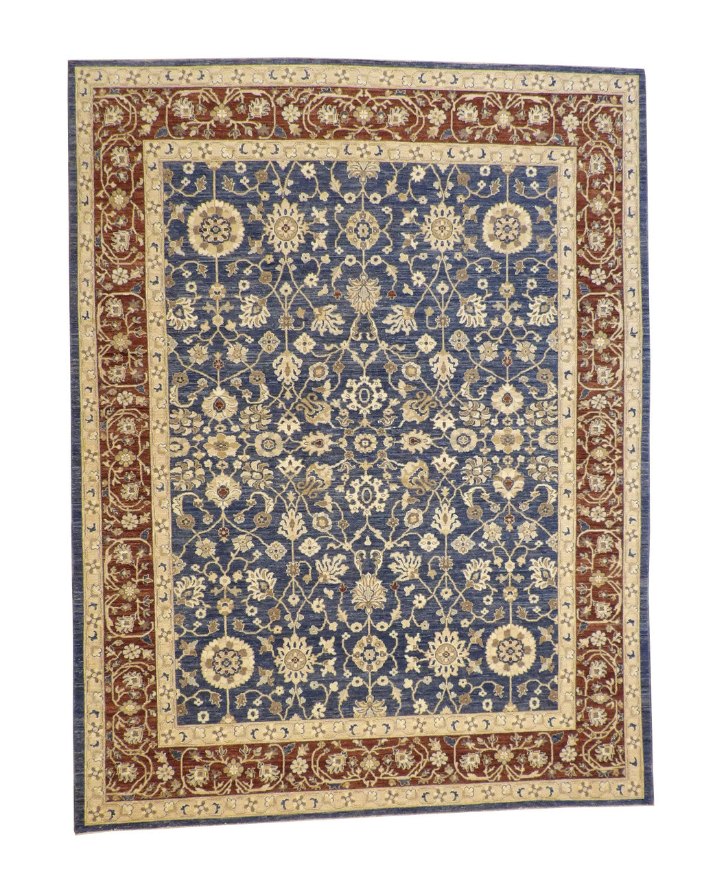Oushak Whitewash Chobie Wool Hand Knotted Rug 9.0x12.0 - w5102