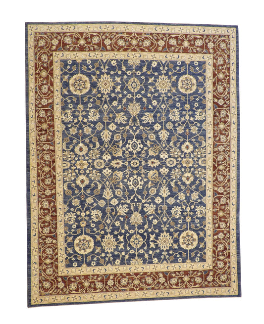 Oushak Whitewash Chobie Wool Hand Knotted Rug 9.0x12.0 - w5102
