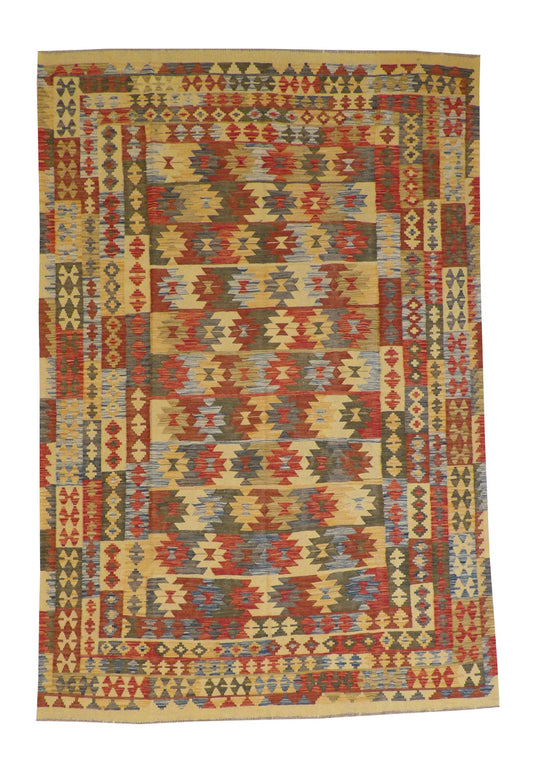 Tribal Kilim Flatweave Wool Hand Knotted Rug 6X9 - w5123