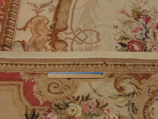 Needlepoint European 10'0"x14'0" Hand-knotted Rug -W561