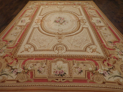 Needlepoint European 10'0"x14'0" Hand-knotted Rug -W561