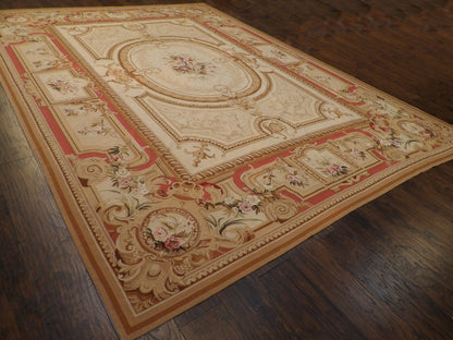 Needlepoint European 10'0"x14'0" Hand-knotted Rug -W561
