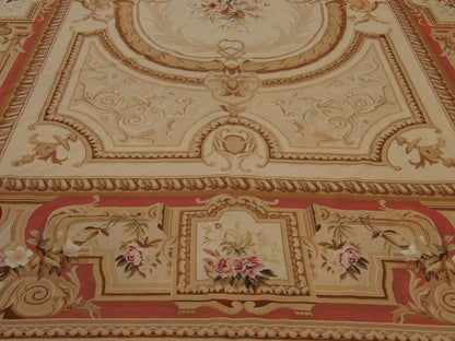 Needlepoint European 10'0"x14'0" Hand-knotted Rug -W561