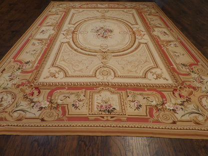 Needlepoint European 10'0"x14'0" Hand-knotted Rug -W561