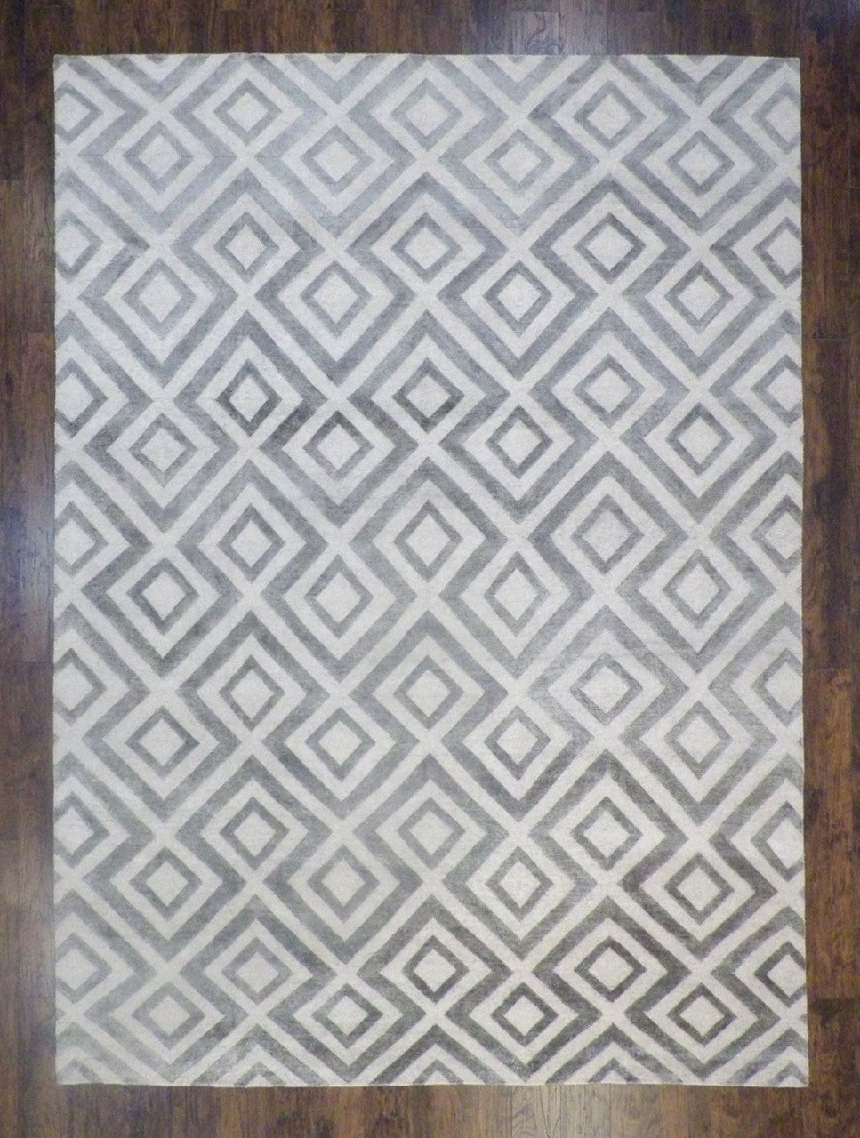 Modern Abstract Diamond Design 10'0"x14'0" Hand-knotted Rug -W5640
