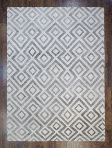 Modern Abstract Diamond Design 10'0"x14'0" Hand-knotted Rug -W5640