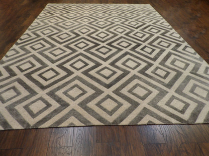 Modern Abstract Diamond Design 10'0"x14'0" Hand-knotted Rug -W5640