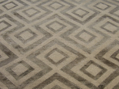 Modern Abstract Diamond Design 10'0"x14'0" Hand-knotted Rug -W5640
