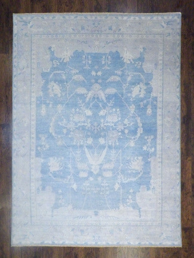 Fine Oushak White Wash Natural-dye 10'0"x14'0" Hand-knotted Rug -W568