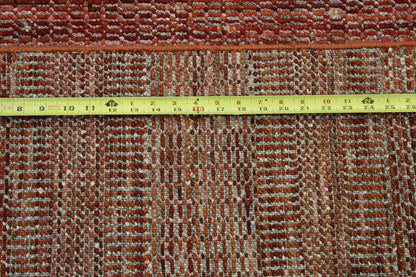 Close-up of wool pile, Beige & Rust rug