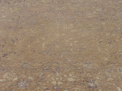 Transitional Ikat Design Carved High Low rug border detail