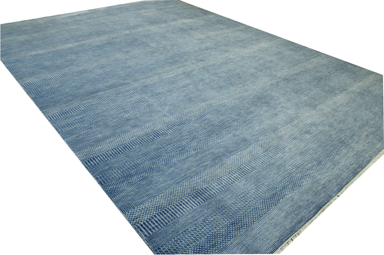 Close-up of wool pile, Blue & Teal rug
