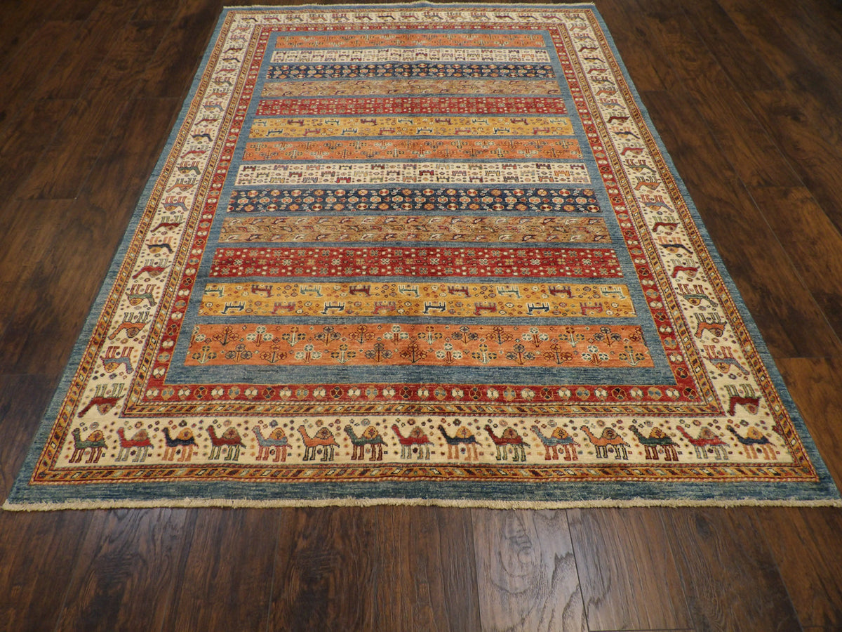 Close-up of natural dye wool pile, tribal rug