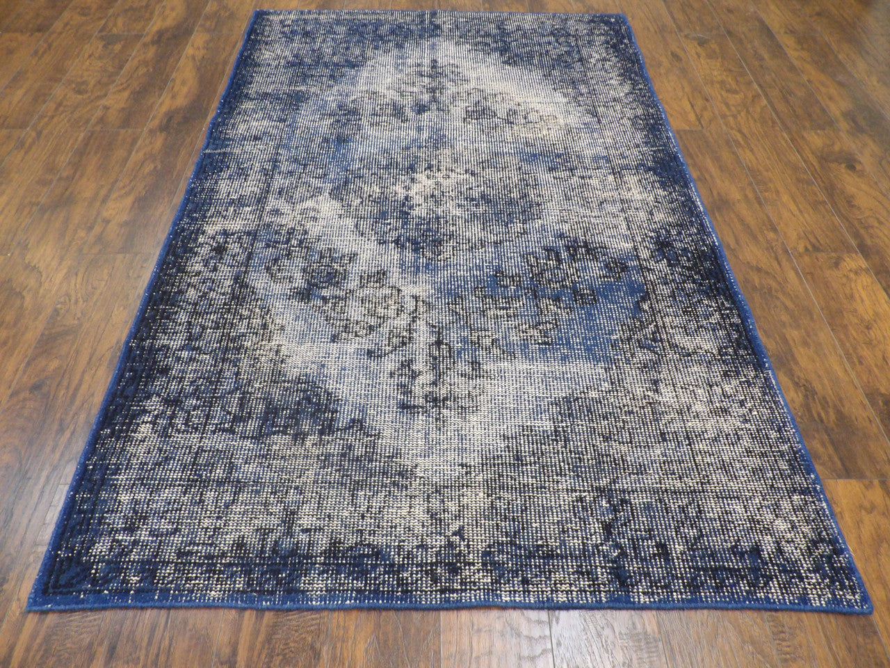 Close-up of wool pile, Blue rug