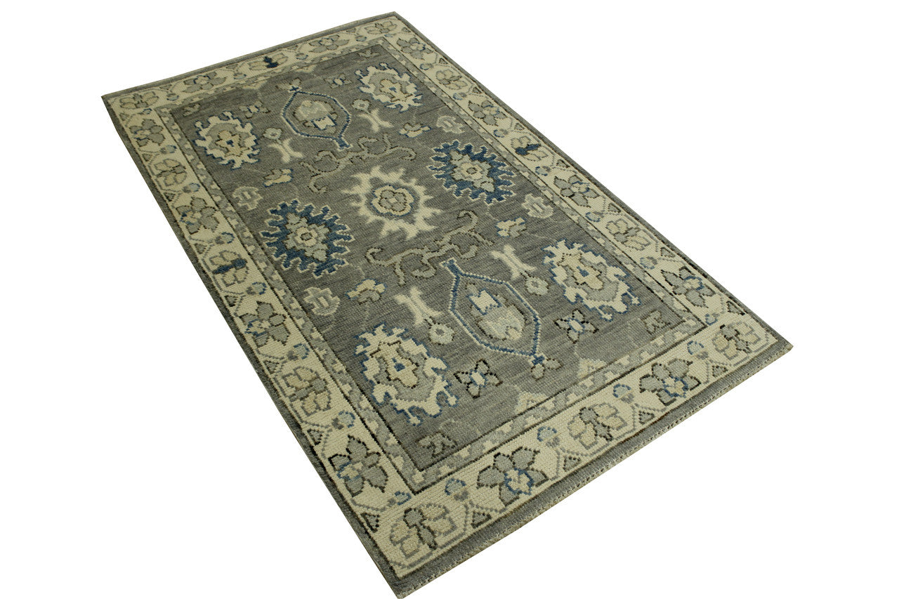Close-up of wool pile, Gray & Beige rug