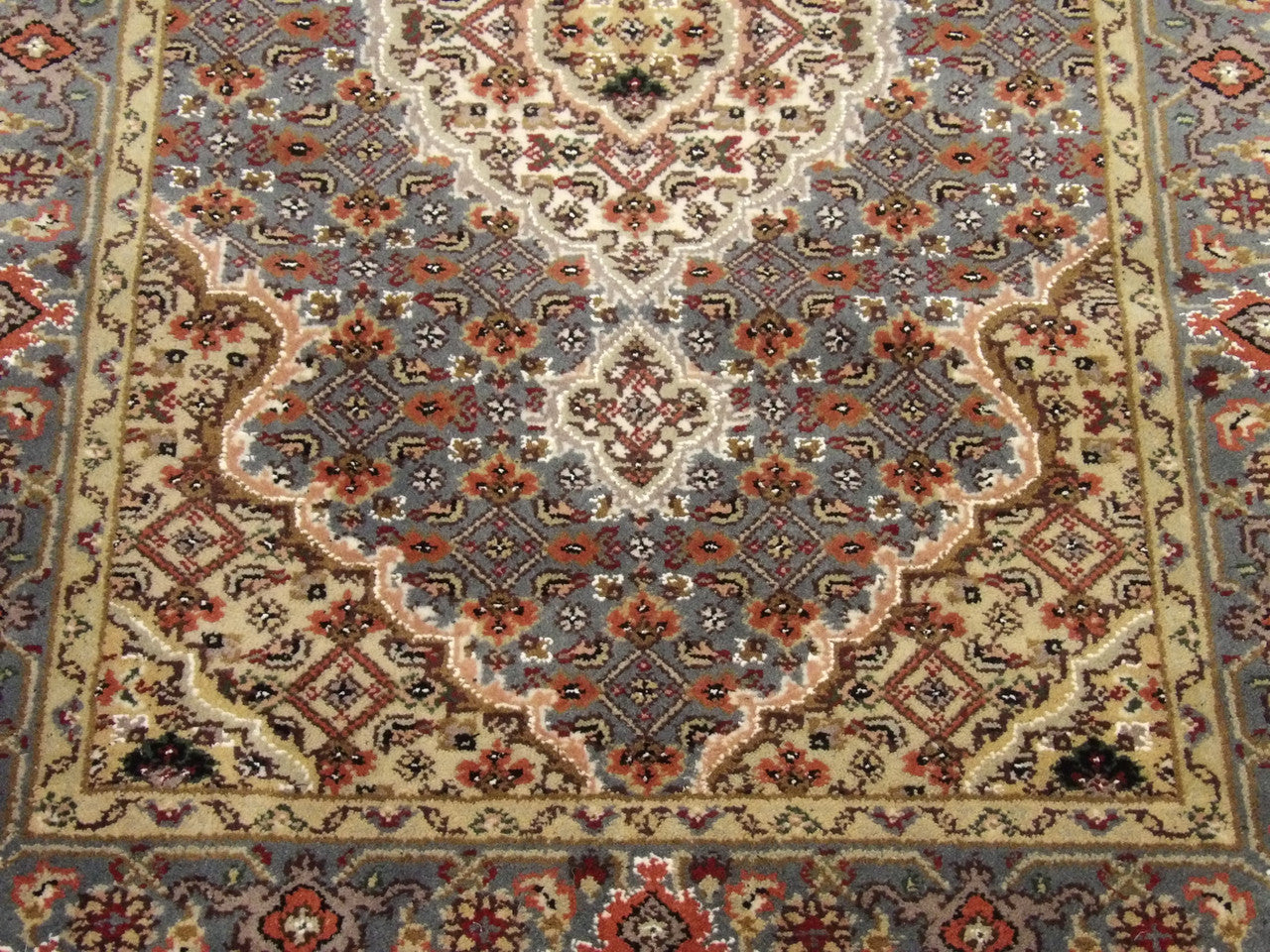 Persian Mahi Tabriz runner border detail, teal